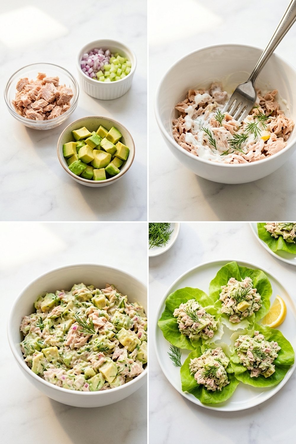 Step by step Tuna Avocado Salad Lettuce Wraps