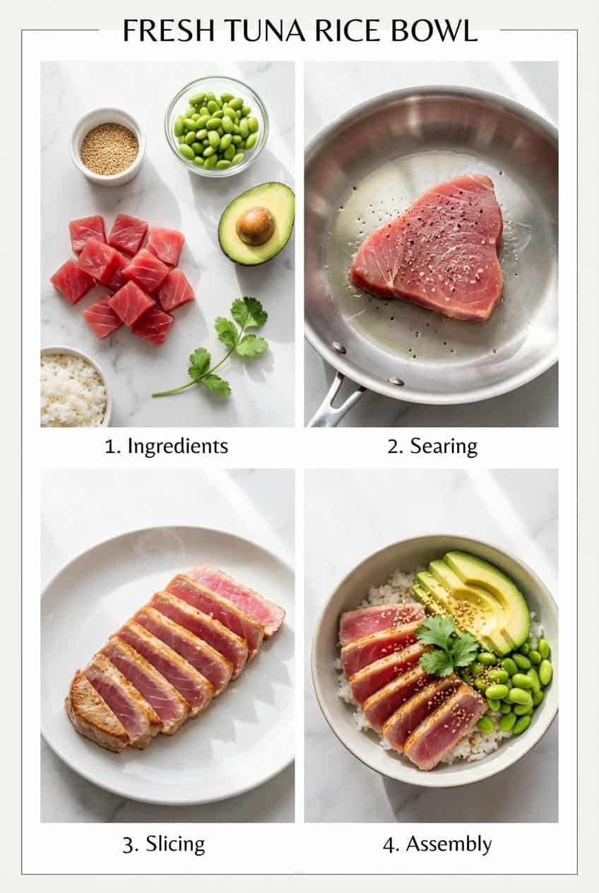 Step by step process for making Tuna Rice Bowl