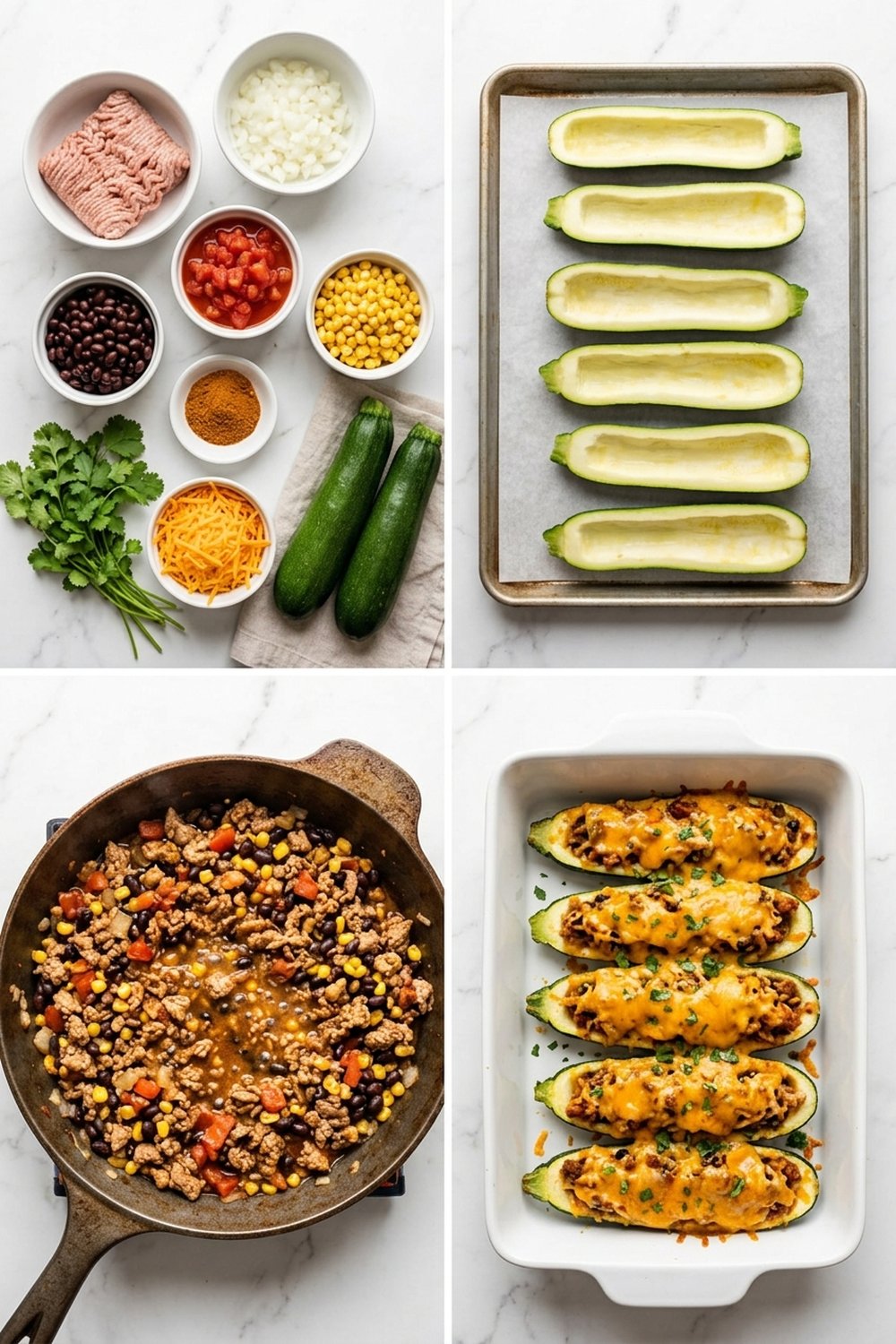 How to make Turkey Taco Zucchini Boats