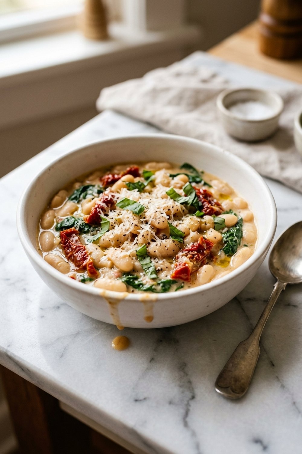 Tuscan White Bean Skillet close up