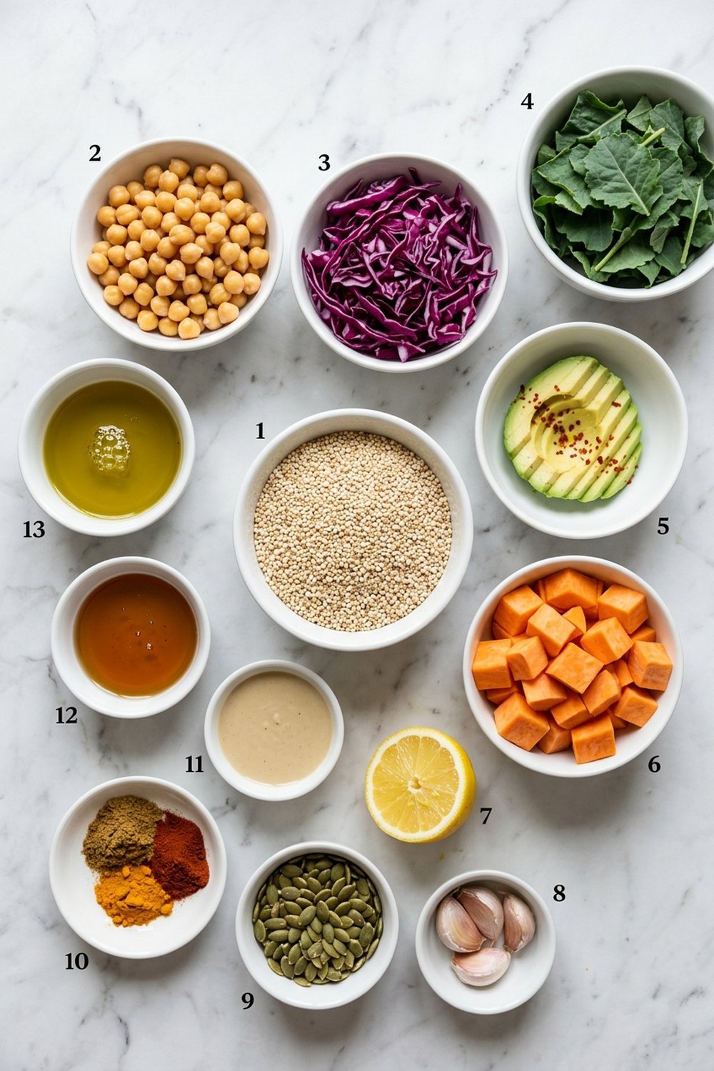 Vegan Buddha Bowl with Tahini Dressing ingredients
