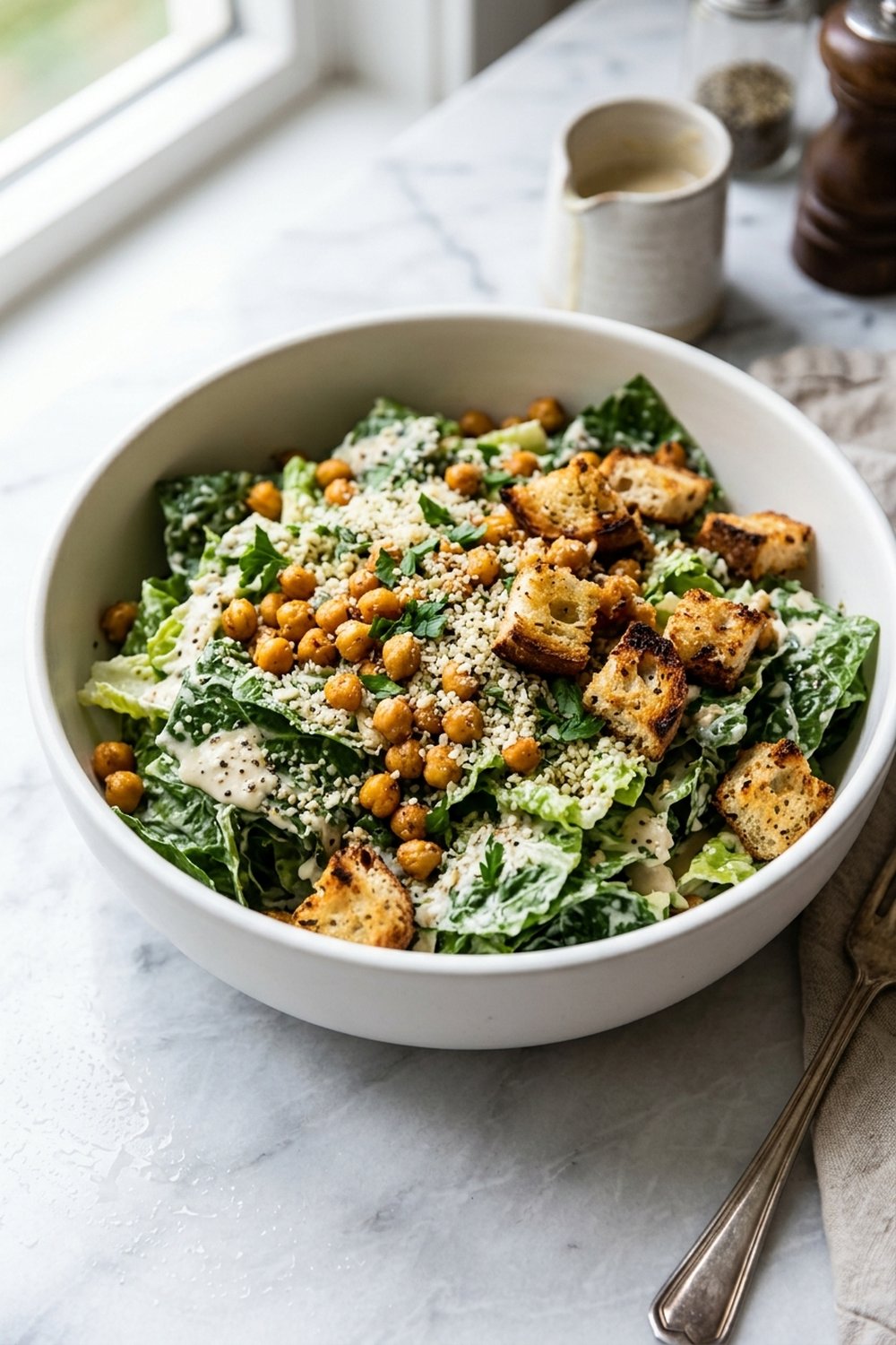 Vegan Caesar Salad with Cashew Dressing
