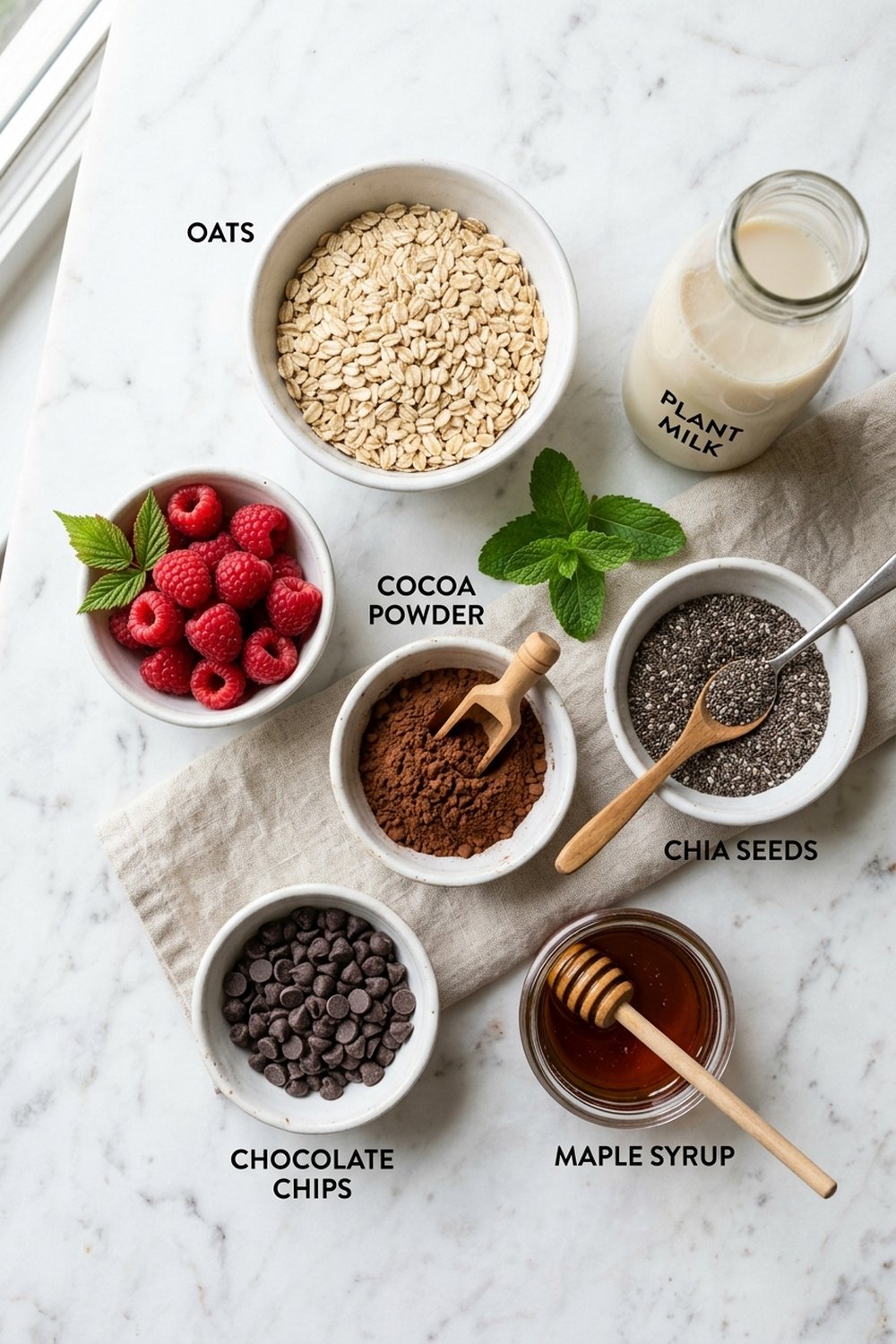 Vegan Chocolate Overnight Oats ingredients