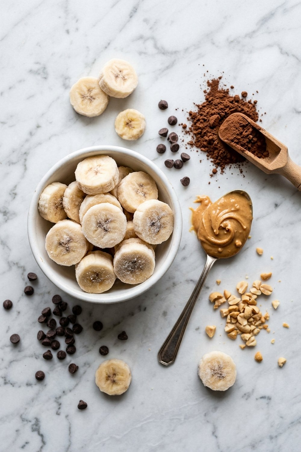Vegan Chocolate Peanut Butter Banana Ice Cream ingredients