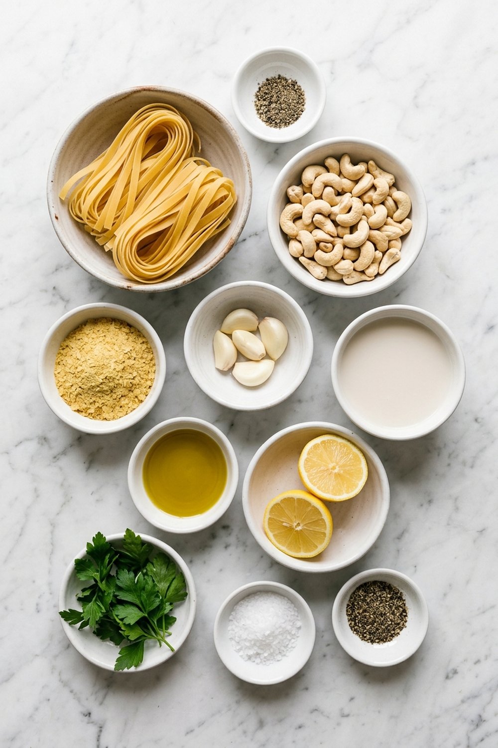 Vegan Creamy Cashew Pasta ingredients