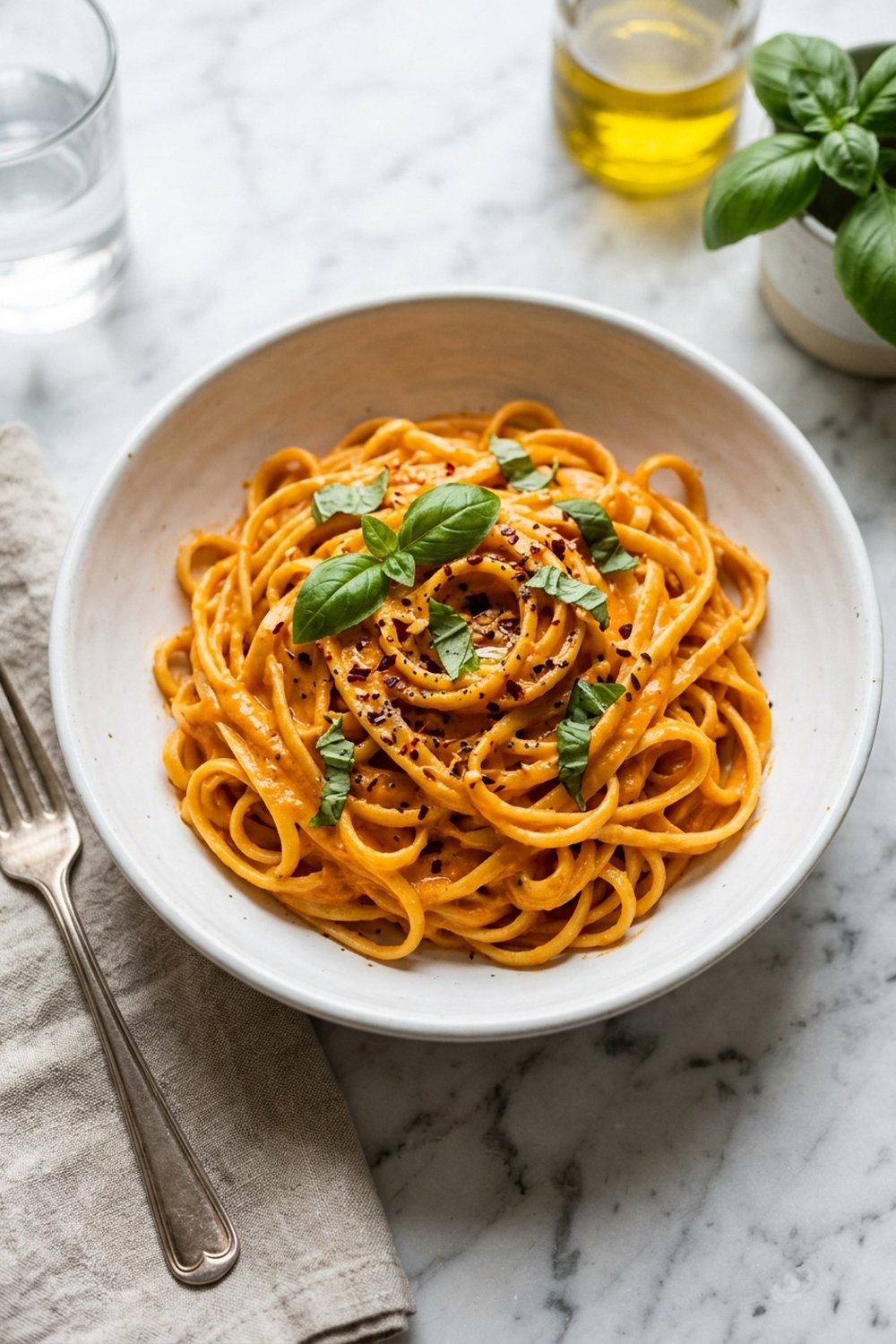 Vegan Creamy Roasted Red Pepper Pasta