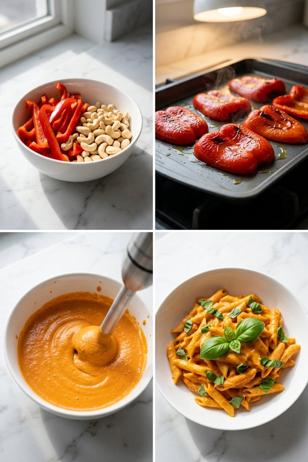 How to make Vegan Creamy Roasted Red Pepper Pasta