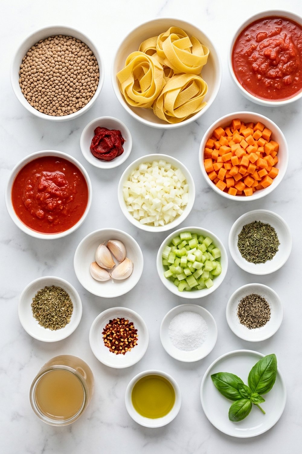 Vegan Lentil Bolognese ingredients