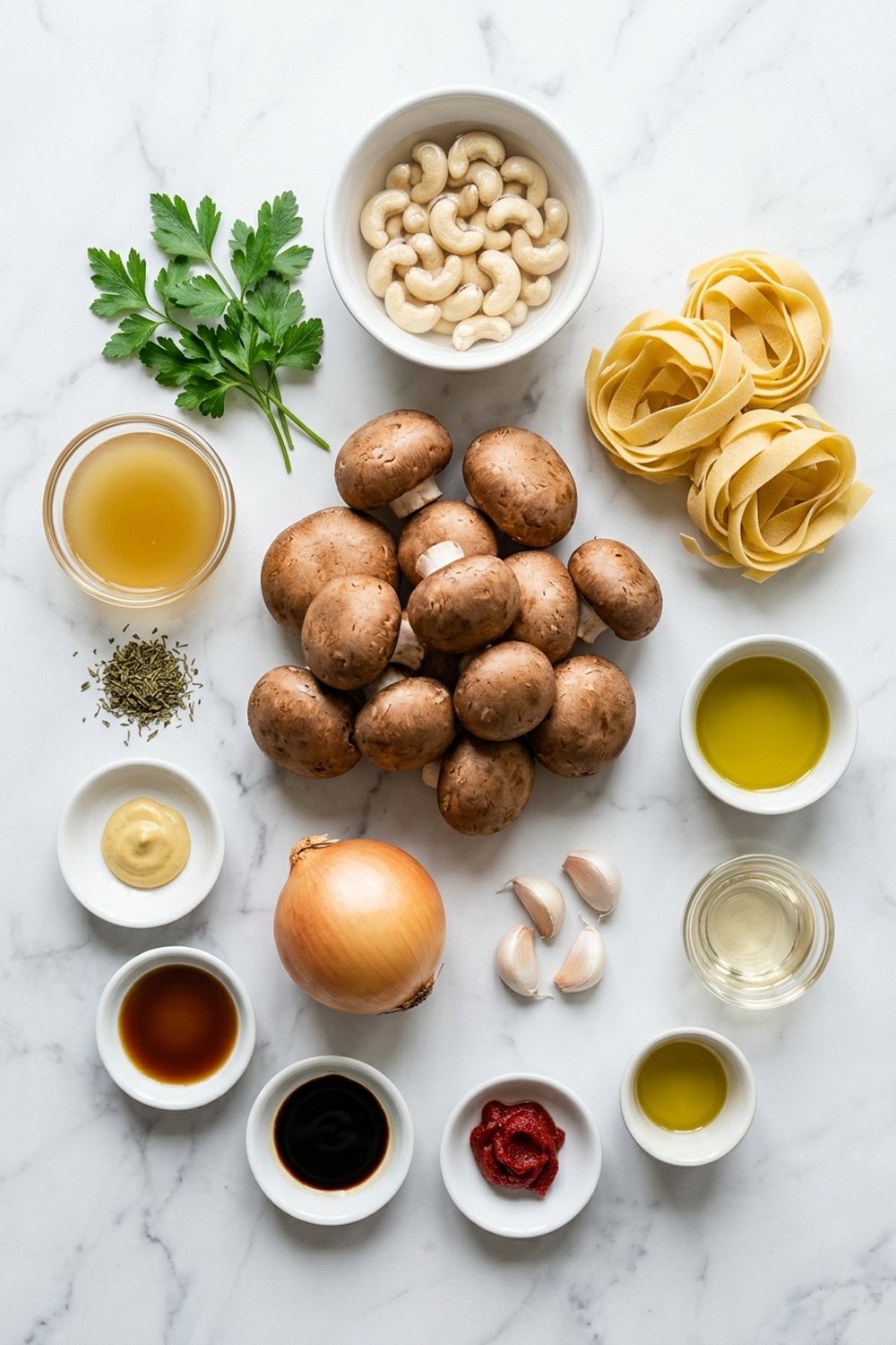 Vegan Mushroom Stroganoff ingredients