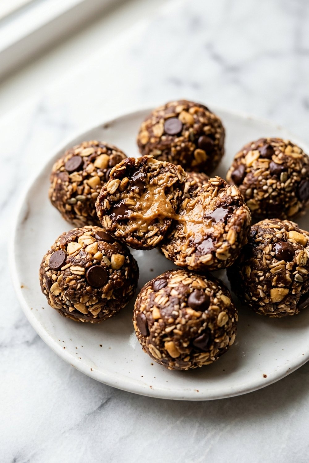 Vegan Peanut Butter Energy Balls close up