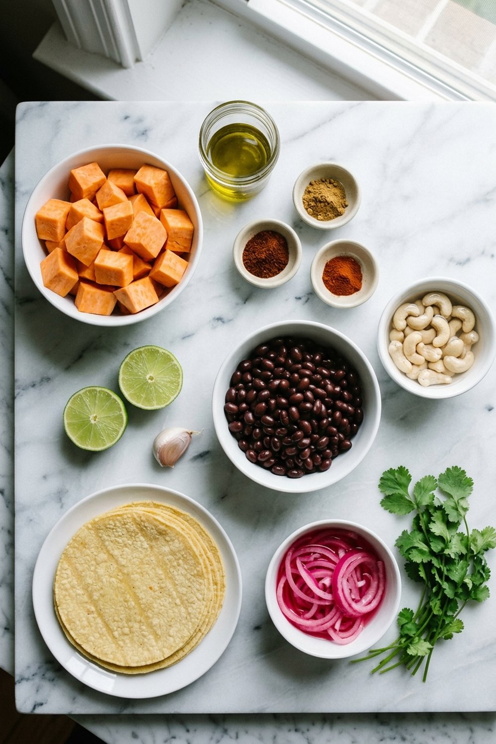 Vegan Sweet Potato Black Bean Tacos ingredients