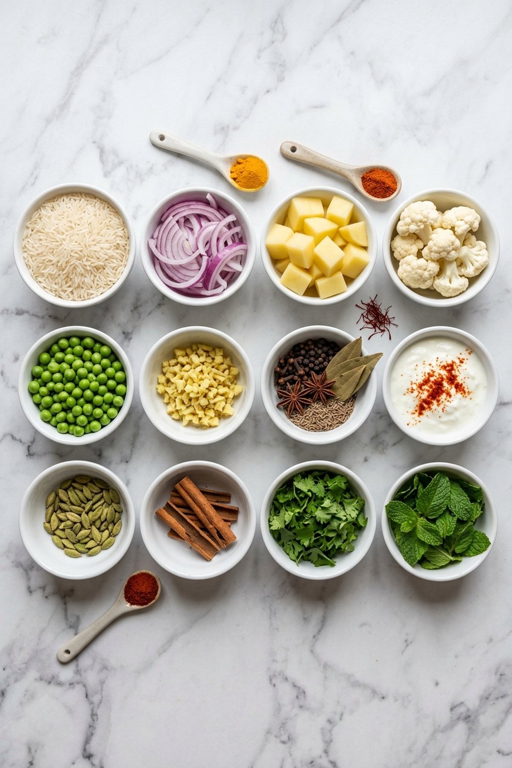 Vegetarian Biryani ingredients
