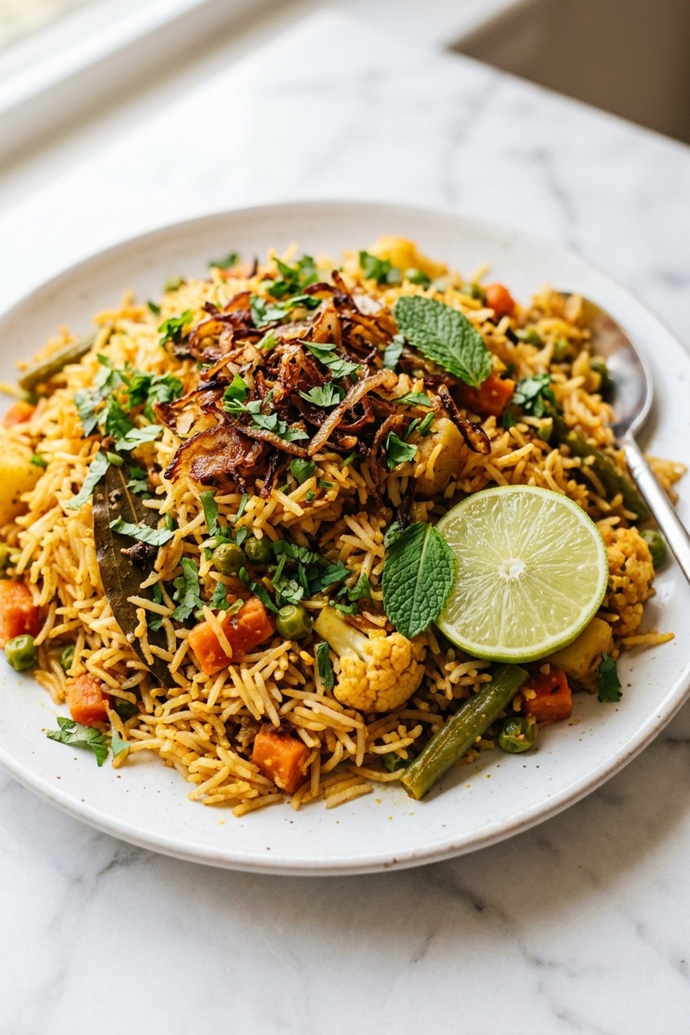 Vegetarian Biryani close up
