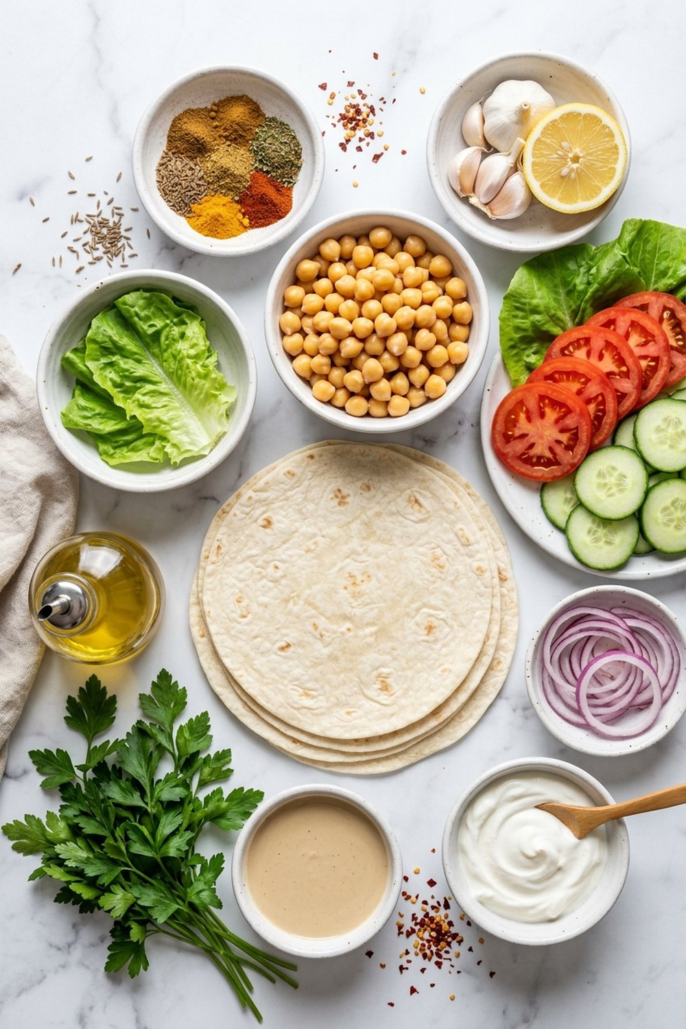Vegetarian Chickpea Shawarma Wraps ingredients