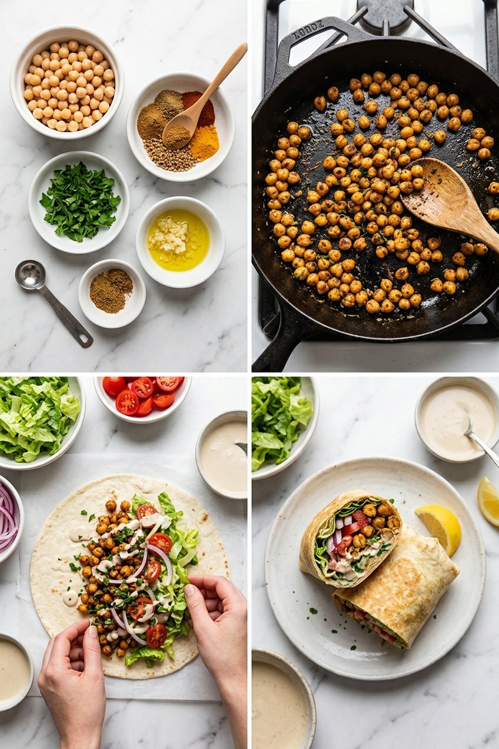 How to make Vegetarian Chickpea Shawarma Wraps