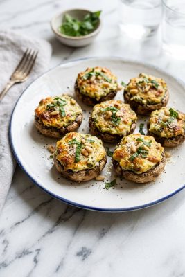 Vegetarian Pesto Stuffed Mushrooms