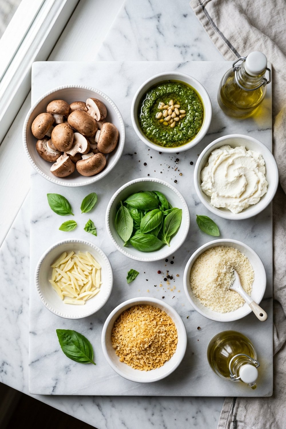 Vegetarian Pesto Stuffed Mushrooms ingredients