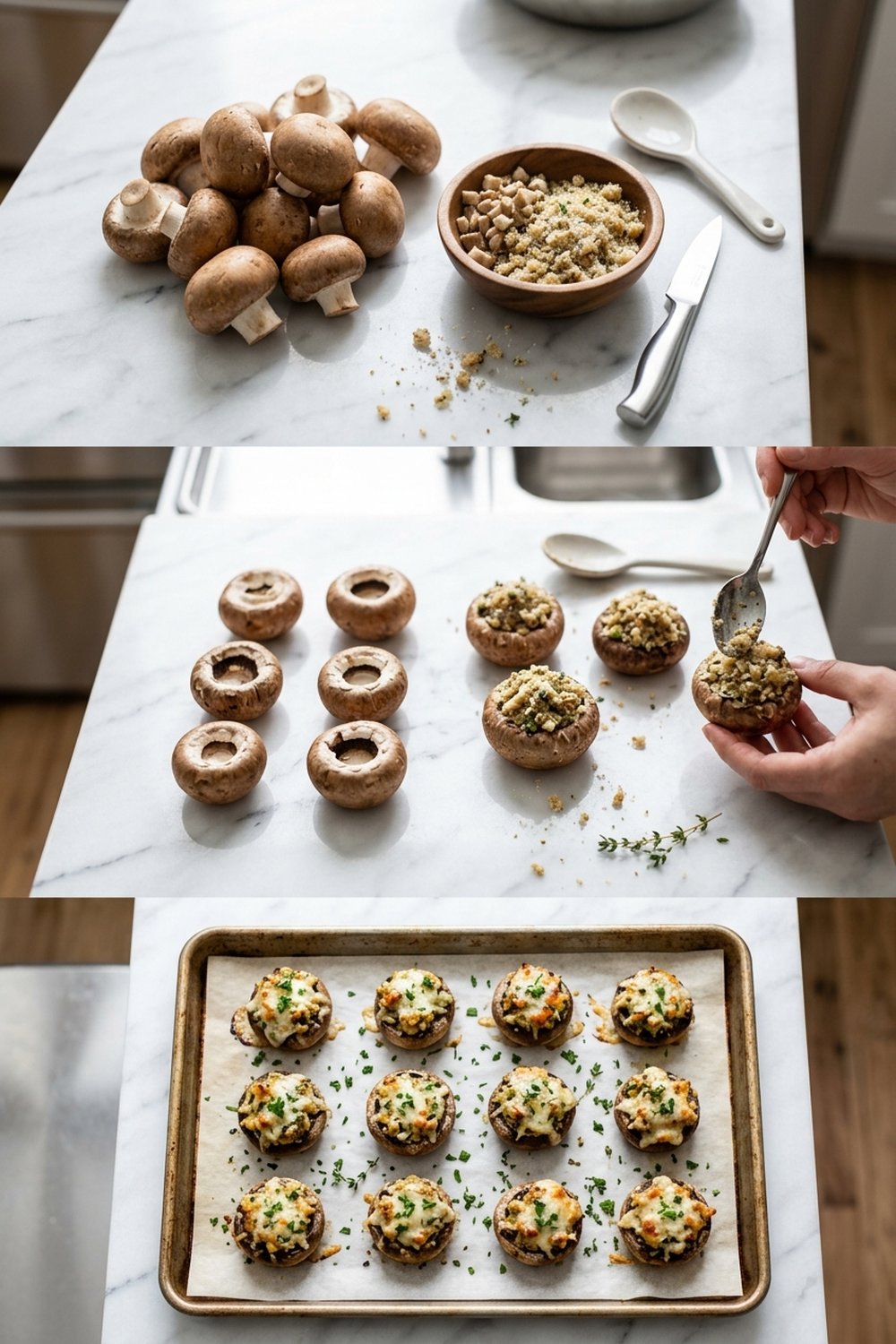 How to make Vegetarian Pesto Stuffed Mushrooms
