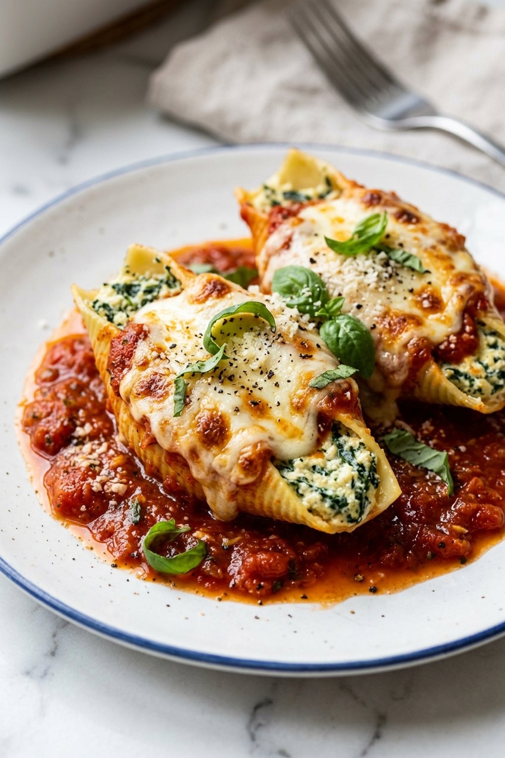Vegetarian Stuffed Shells close up