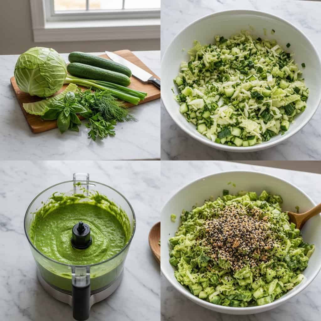 Step by step process for viral green goddess salad
