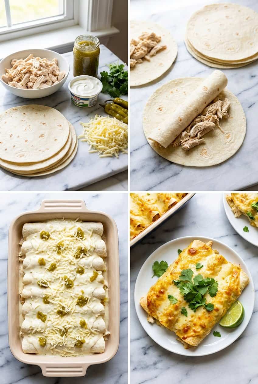 Step by step process for making White Chicken Enchiladas