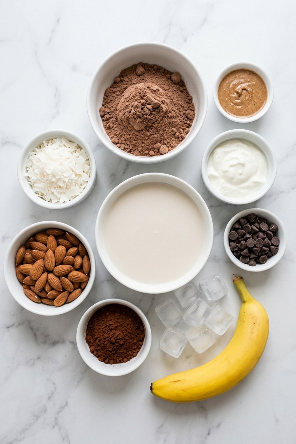 Ingredients for Almond Joy Protein Shake