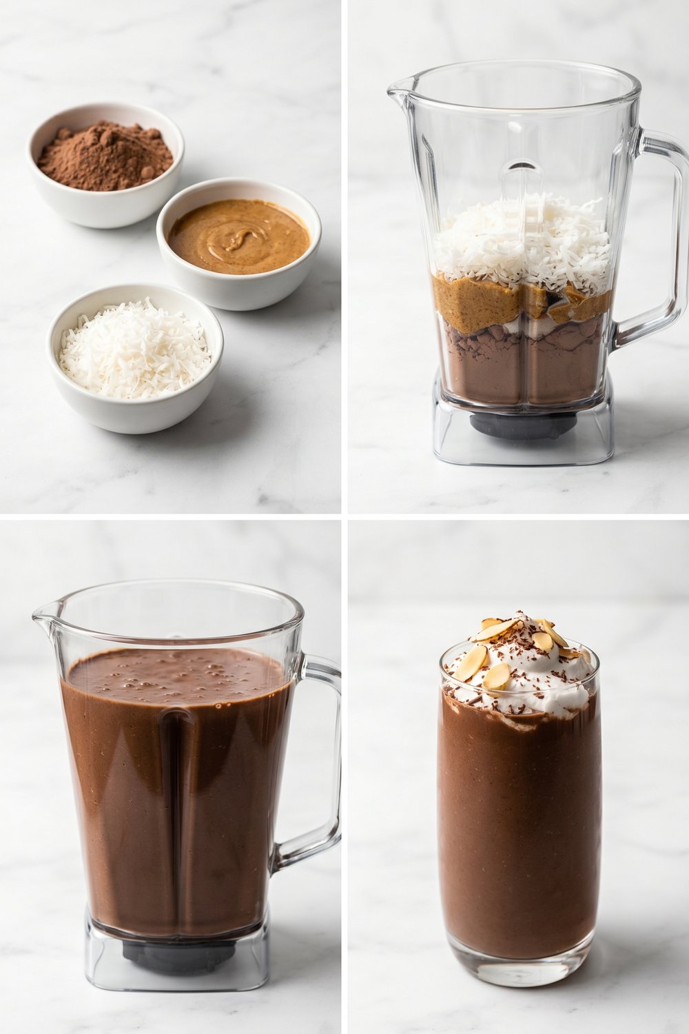 Step by step Almond Joy Protein Shake