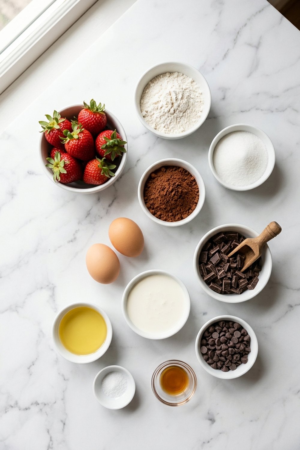 Ingredients for Chocolate Covered Strawberry Brownies