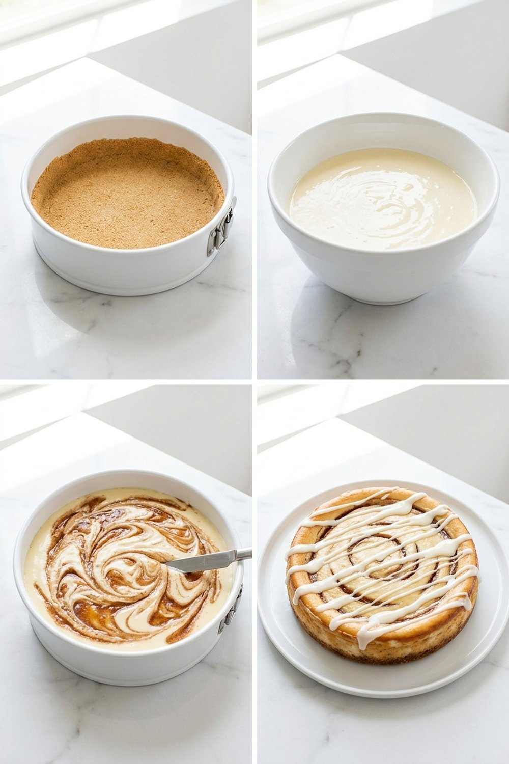 Step by step for Cinnamon Roll Cheesecake
