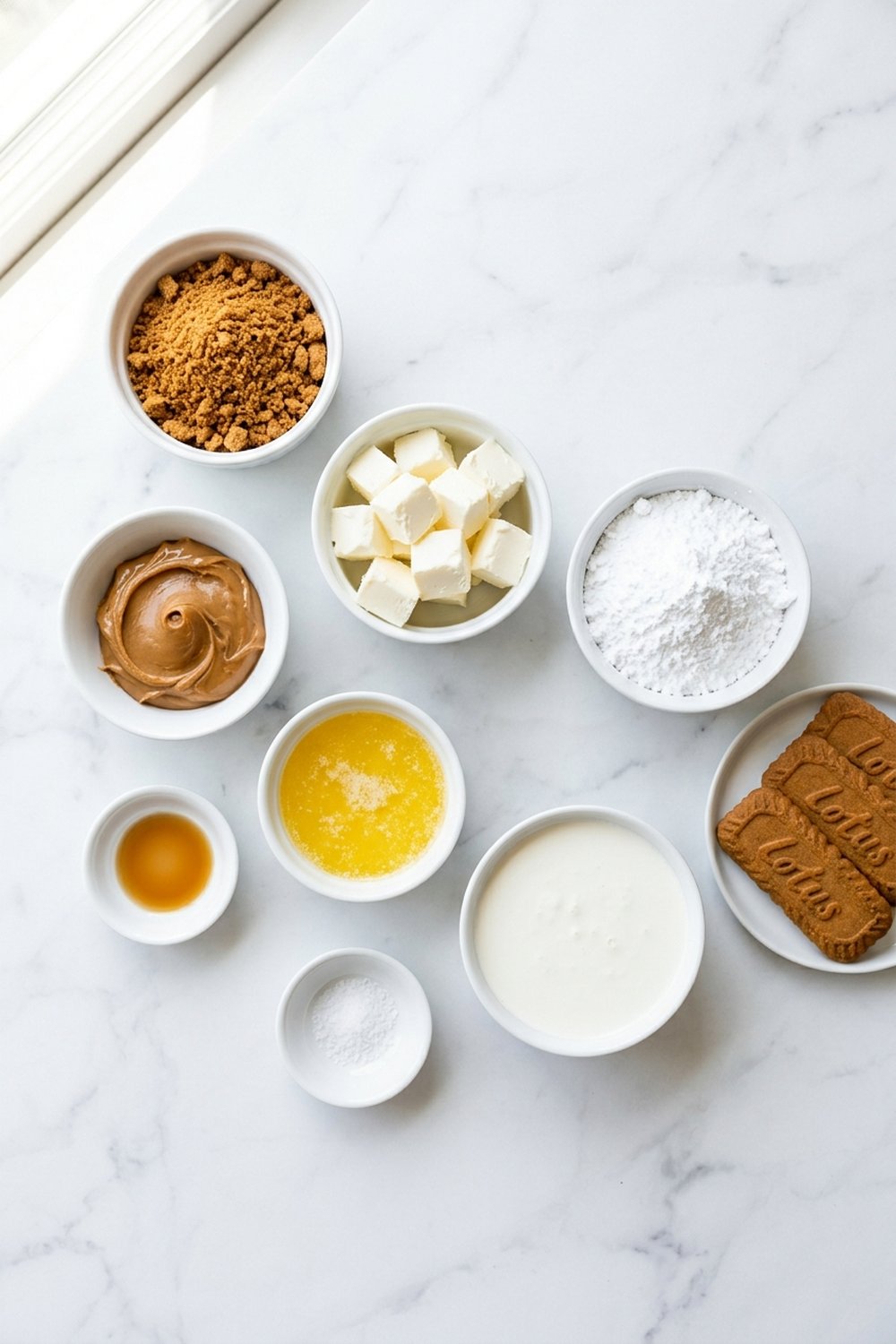 Ingredients for Cookie Butter Cheesecake Bars