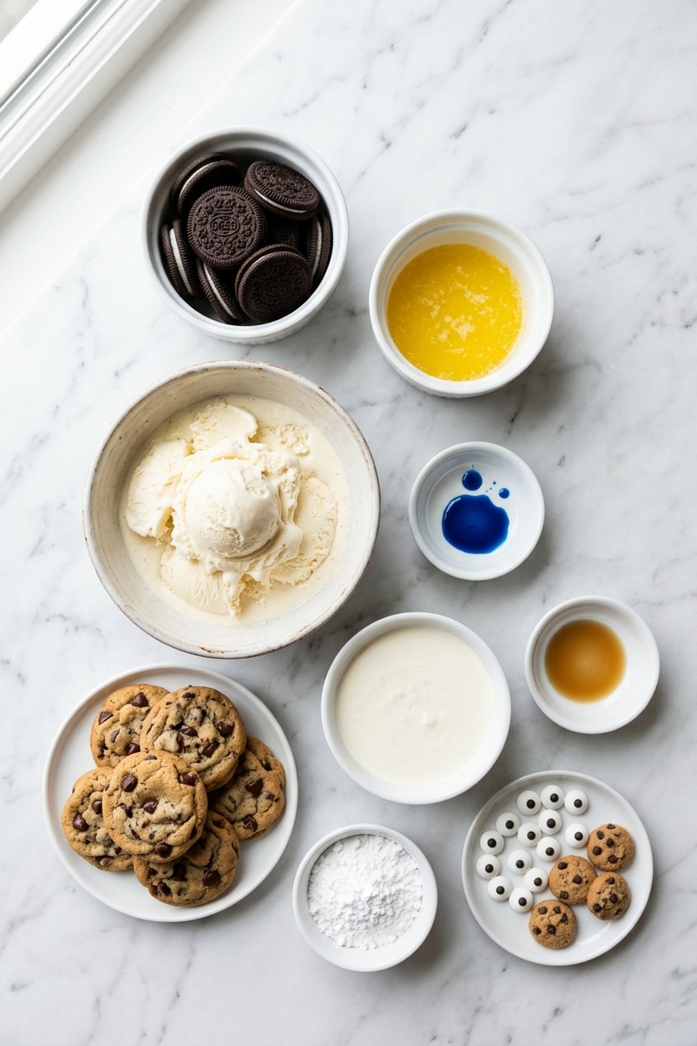 Ingredients for Cookie Monster Ice Cream Cake