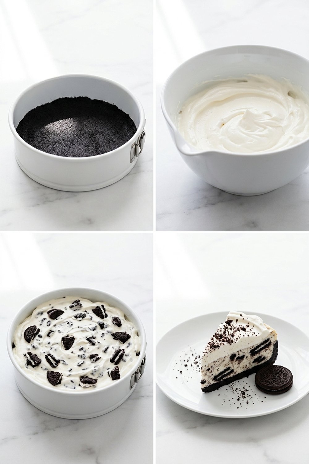 Step by step for Cookies and Cream Cheesecake