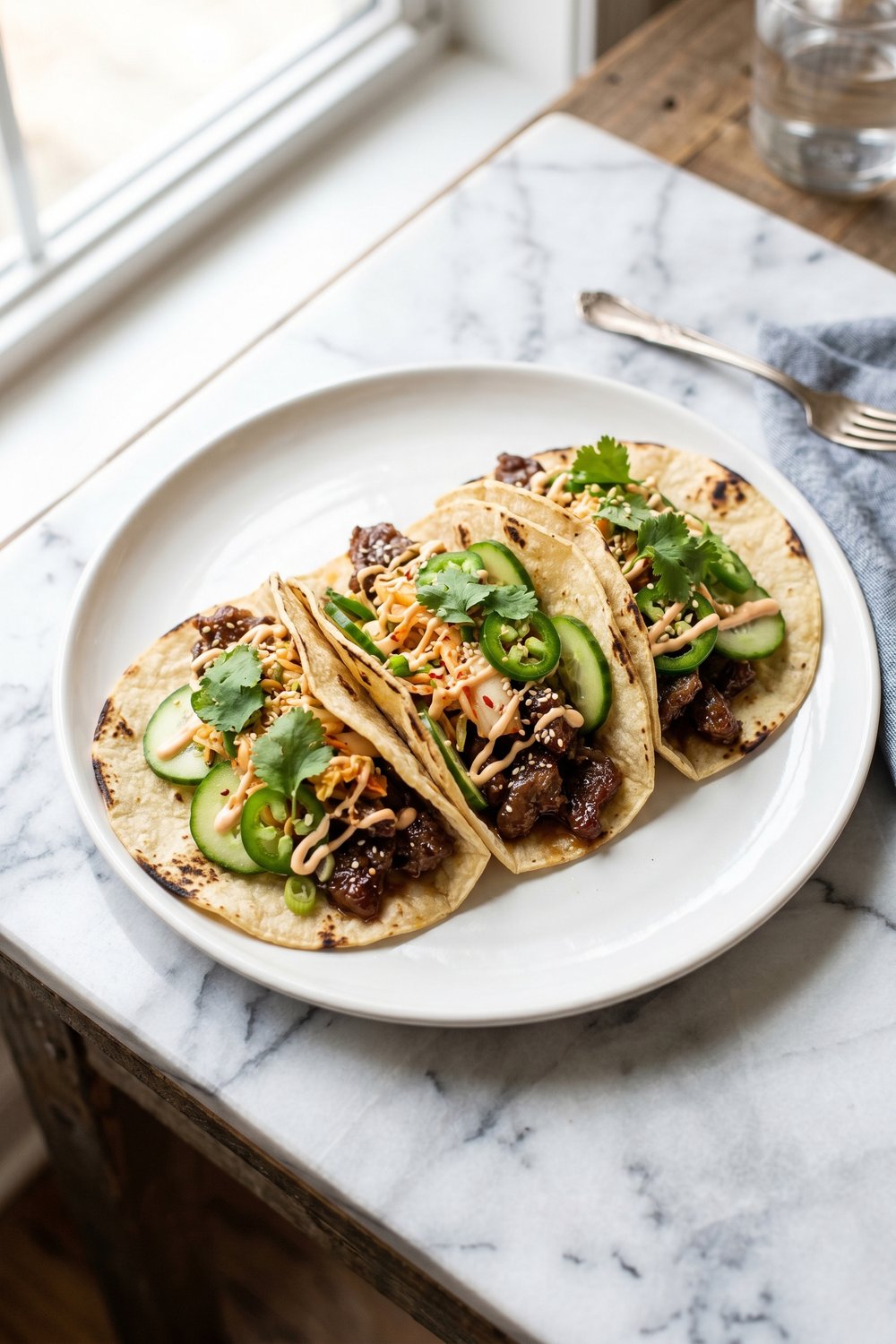 Crispy Beef Bulgogi Tacos hero shot