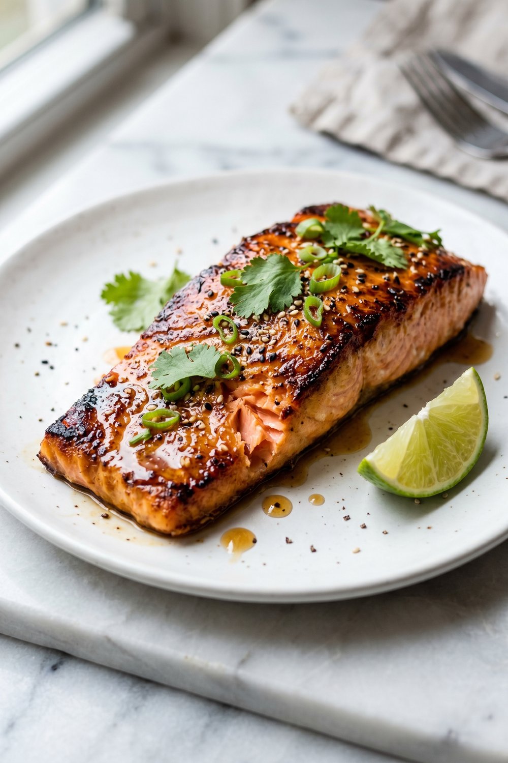 Crispy Honey Lime Salmon close up