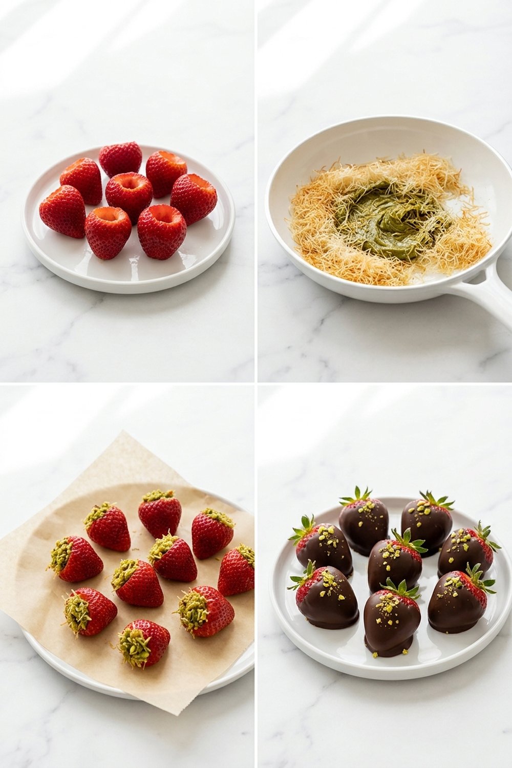 Step by step for Dubai Chocolate Strawberry Cups