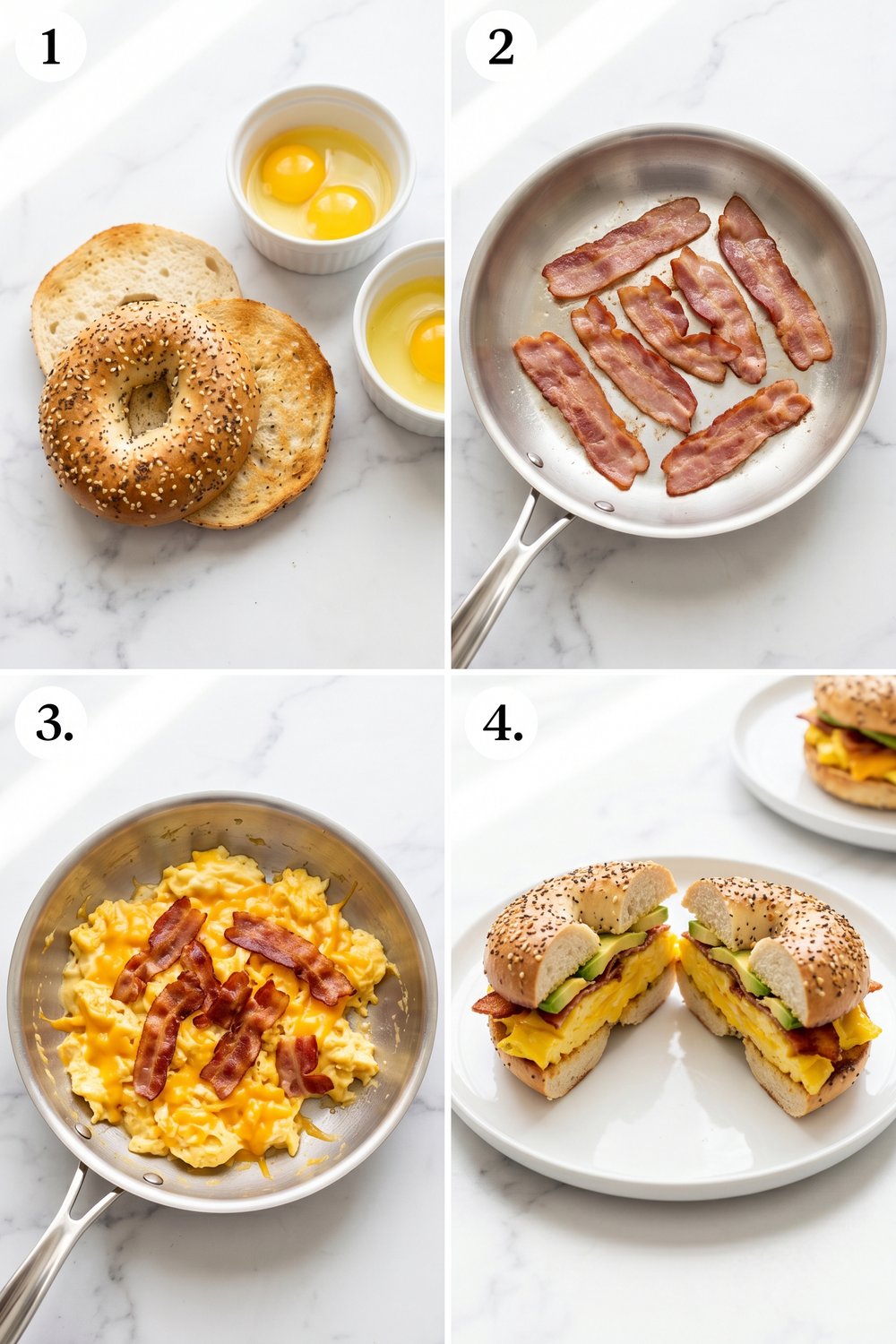 Step by step High Protein Bagel Breakfast Sandwich