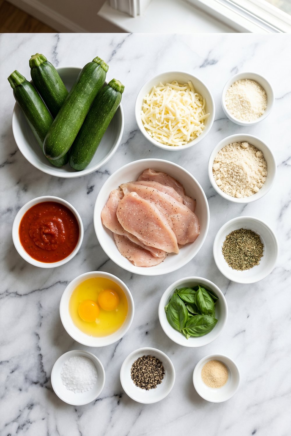 Ingredients for Keto Chicken Parmesan Zucchini