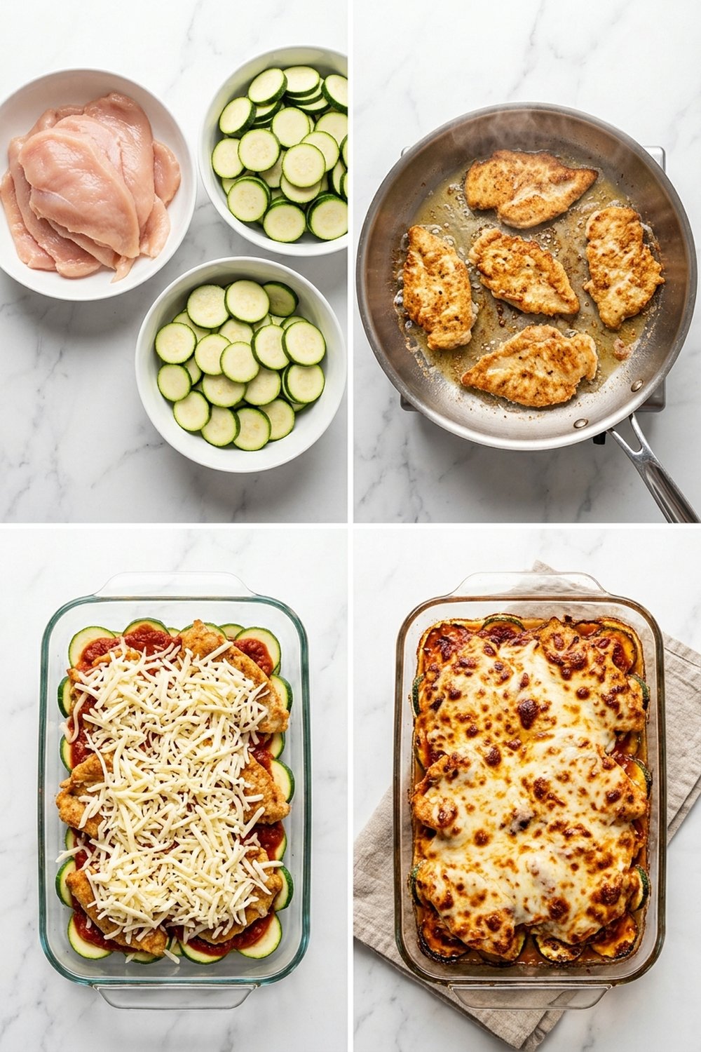 Step by step Keto Chicken Parmesan Zucchini