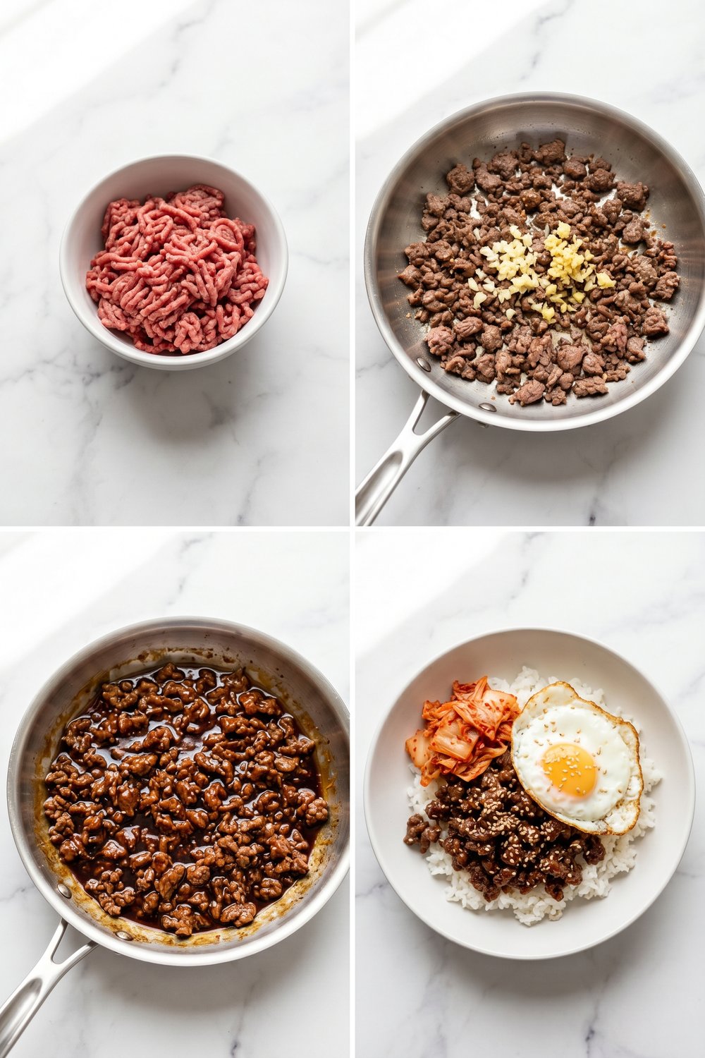 Step by step Korean Ground Beef Rice Bowls