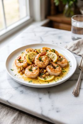 Lemon Garlic Butter Shrimp served on a plate