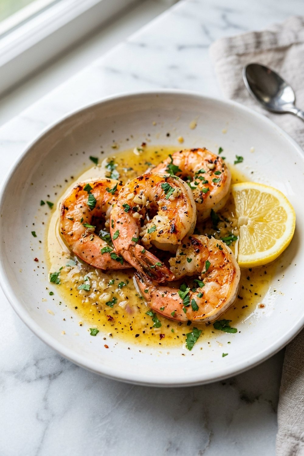 Lemon Garlic Butter Shrimp close up