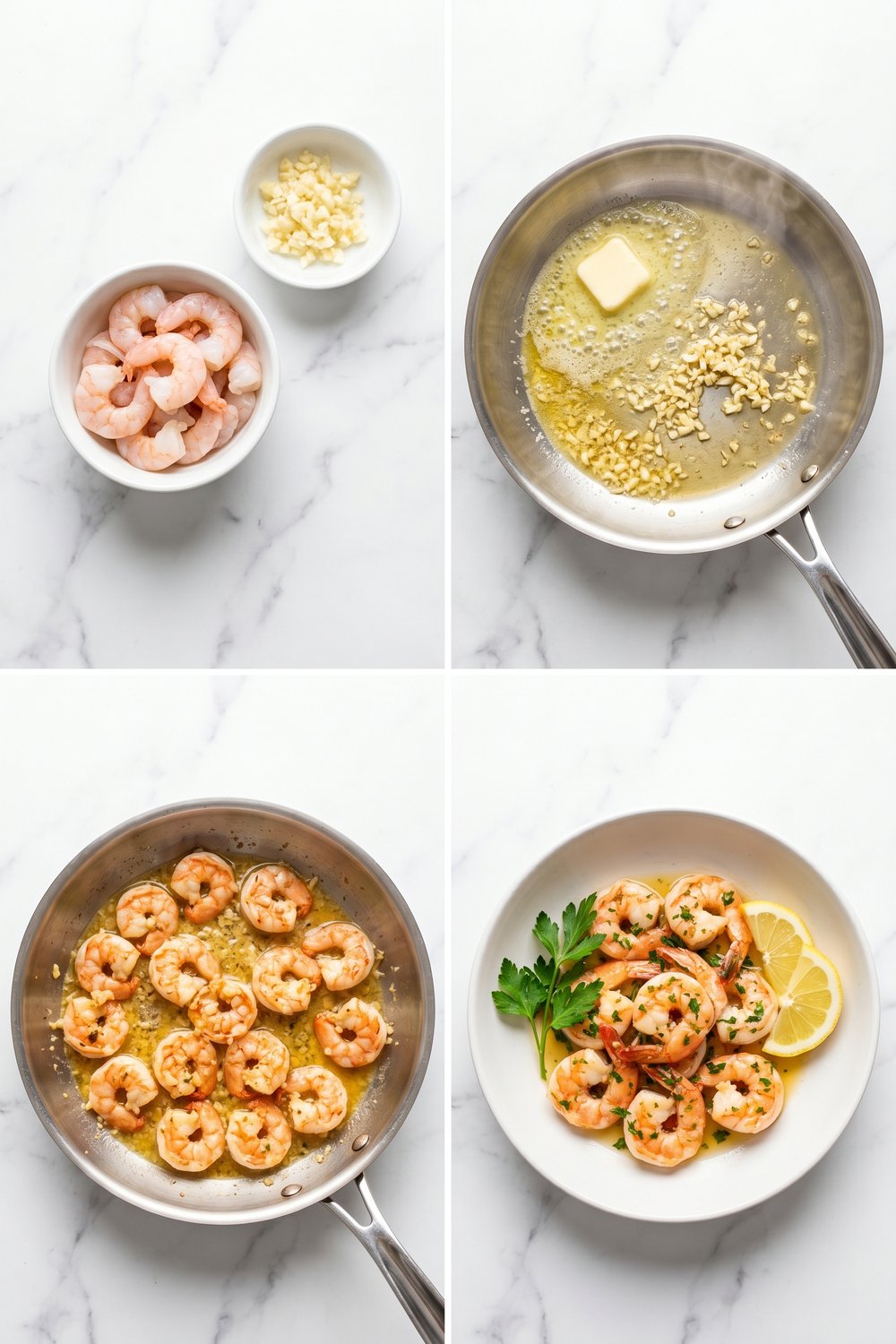 Step by step Lemon Garlic Butter Shrimp