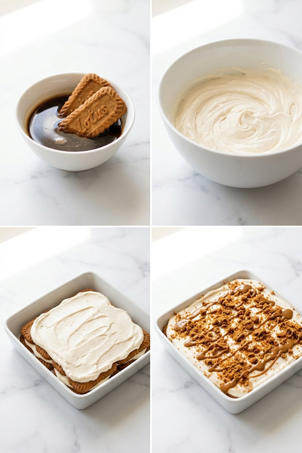Step by step for Lotus Biscoff Tiramisu