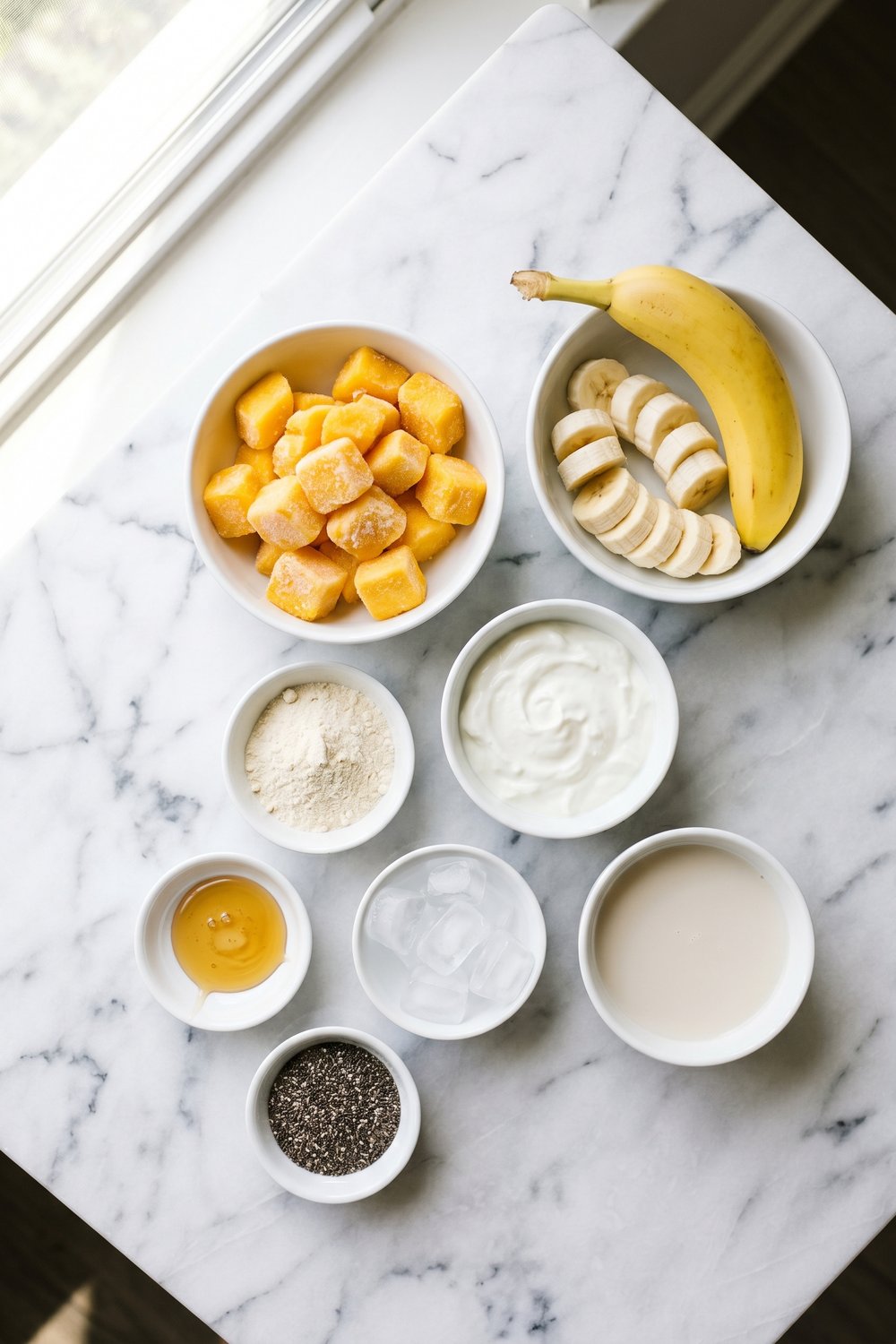 Ingredients for Mango Banana Protein Smoothie