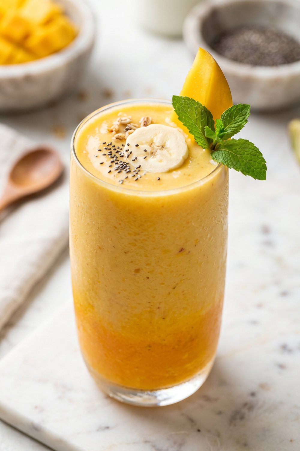 Mango Banana Protein Smoothie close up