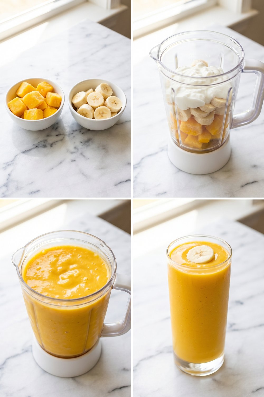 Step by step Mango Banana Protein Smoothie
