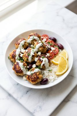 Mediterranean Turkey Meatballs served on a plate