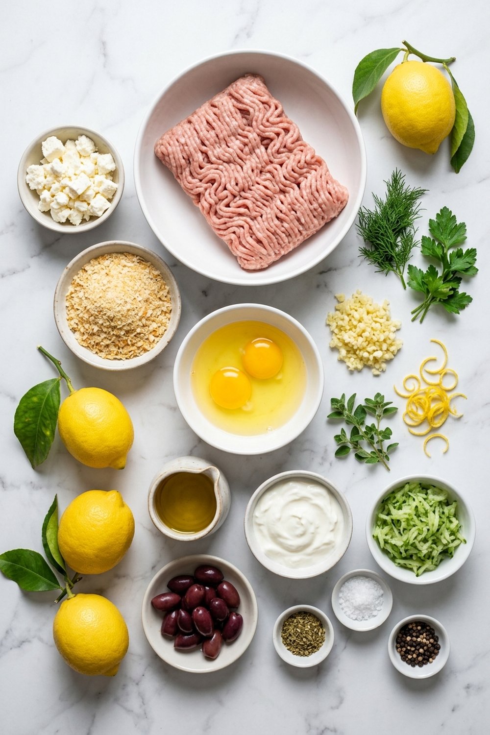 Ingredients for Mediterranean Turkey Meatballs