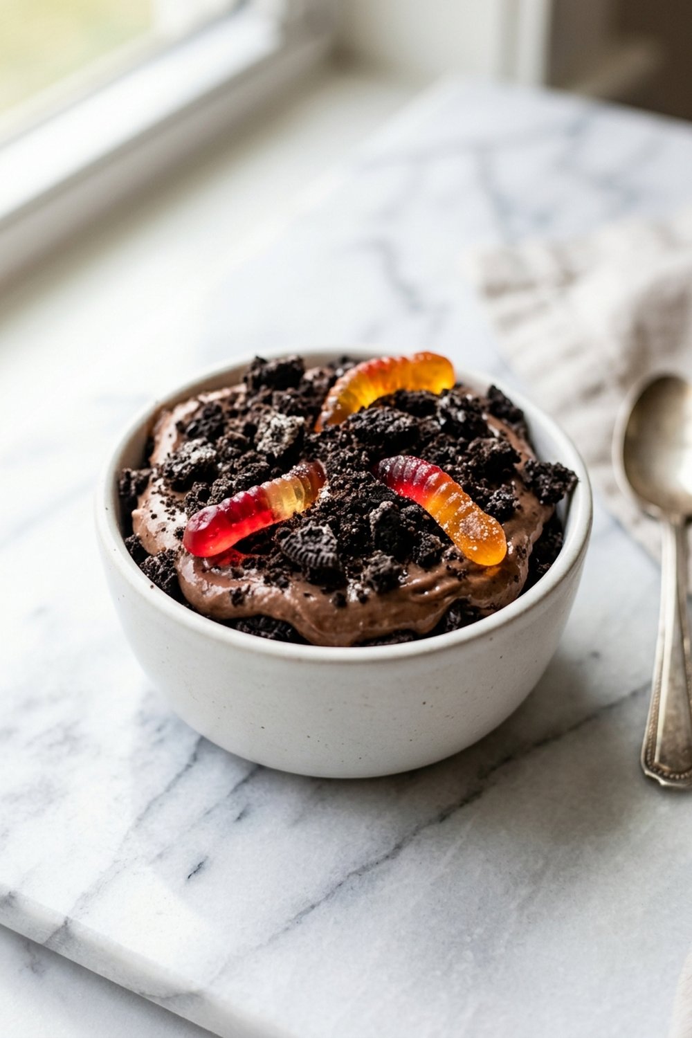 Close up of Oreo Dirt Cake