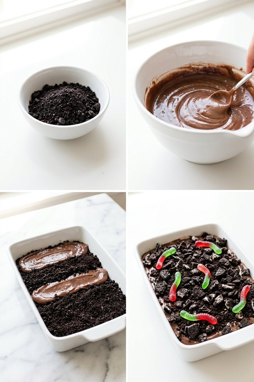 Step by step for Oreo Dirt Cake